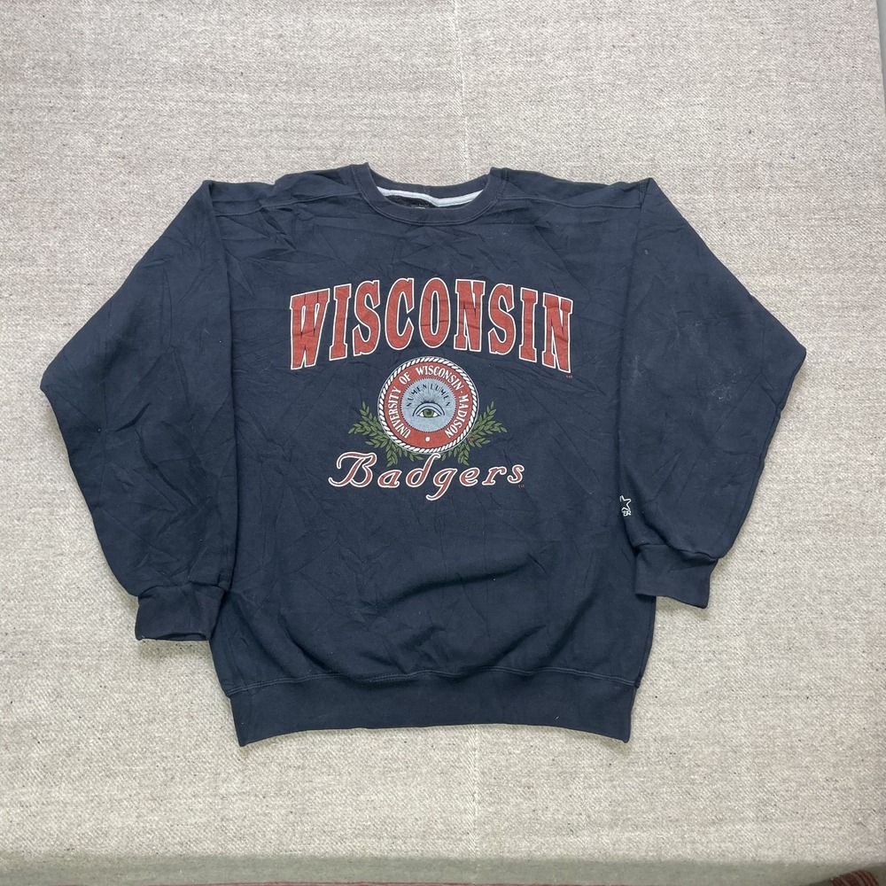 Vintage Wisconsin Badgers Sweatshirt Men Large Black 1990s Starter
